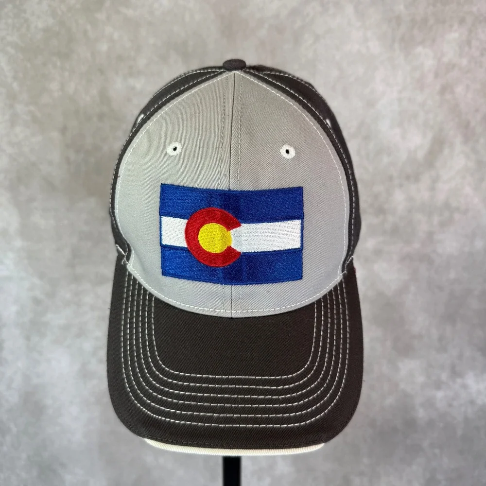 American Dry Goods Baseball Cap OSFA Grey Copper Colorado Flag Contrast Stitch